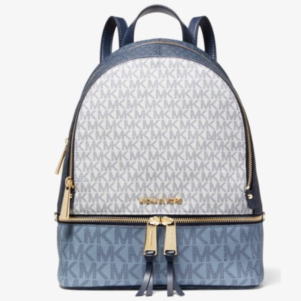 Michael kors  Signature Logo Rhea Zip Medium Color-Block  Backpack NWT